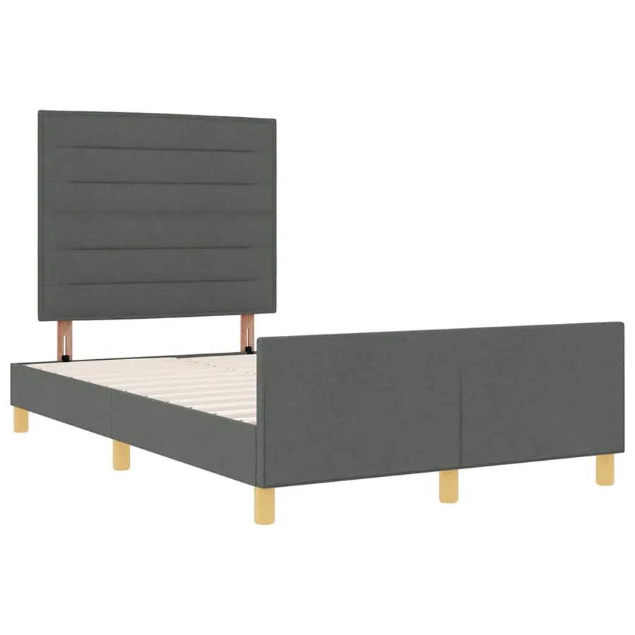 Cadre de lit avec tête de lit Gris foncé 120 x 190 cm tissu - 6