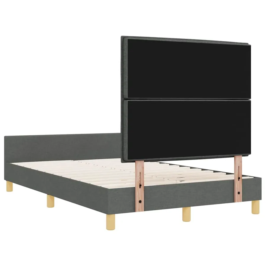 Cadre de lit avec tête de lit Gris foncé 120 x 190 cm tissu - 9