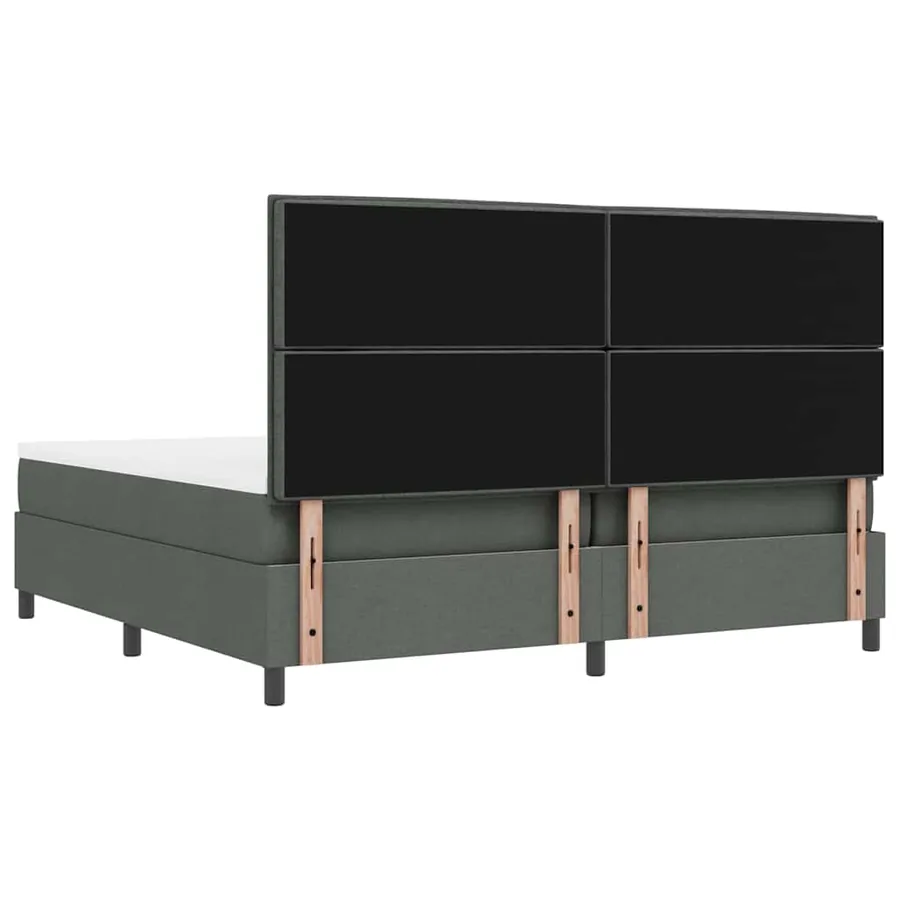 Lit à ressorts avec matelas Gris foncé 200 x 200 cm tissu - 9
