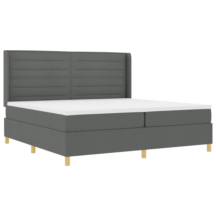 Lit à ressorts avec matelas avec LED Gris 200 x 200 cm tissu - 2