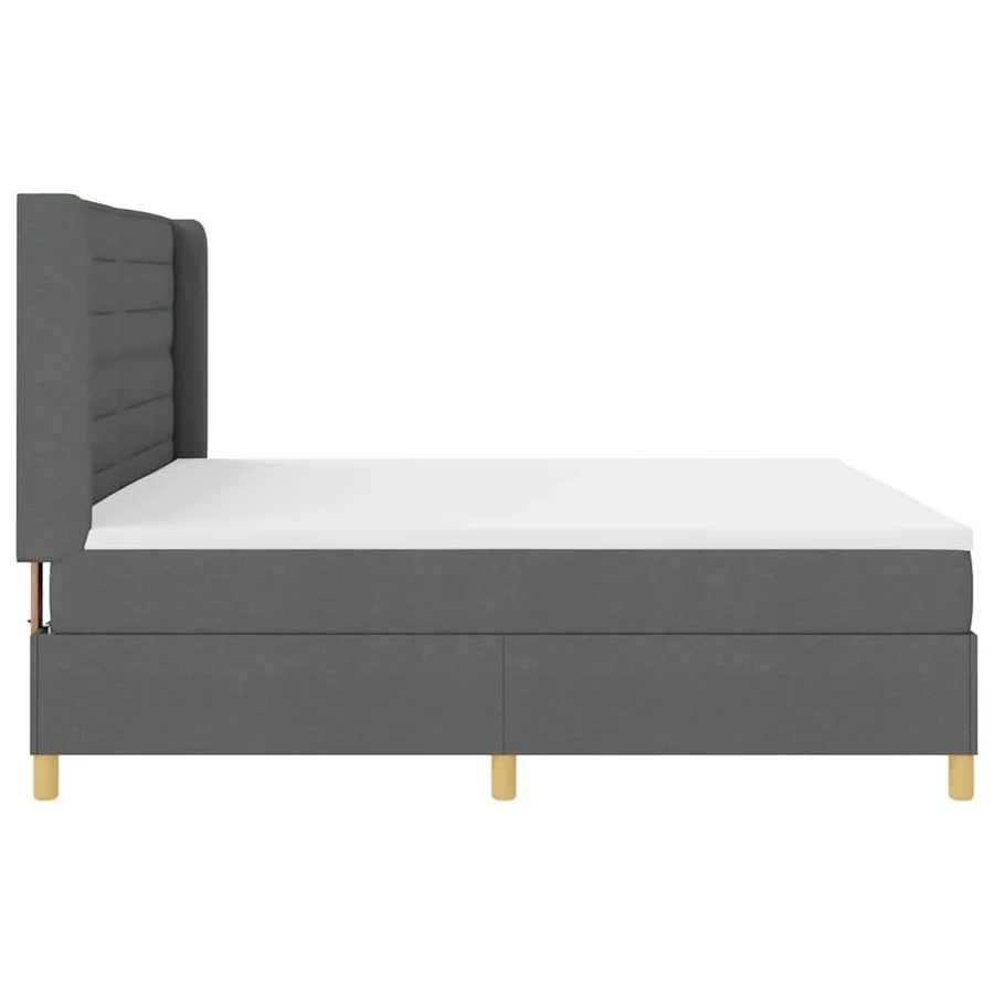 Lit à ressorts avec matelas avec LED Gris 200 x 200 cm tissu - 9