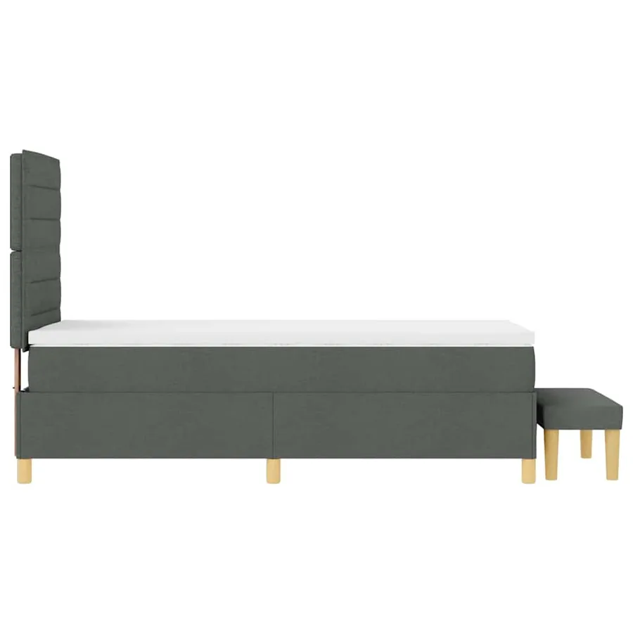 Lit à ressorts avec coussin Gris foncé 200 x 90 cm tissu - 9