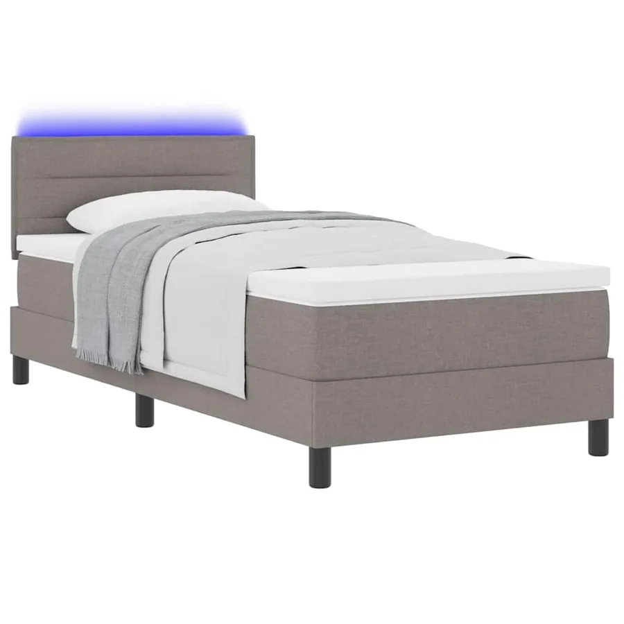 Lit à ressorts avec matelas avec LED Taupe 90 x 200 cm tissu - 3