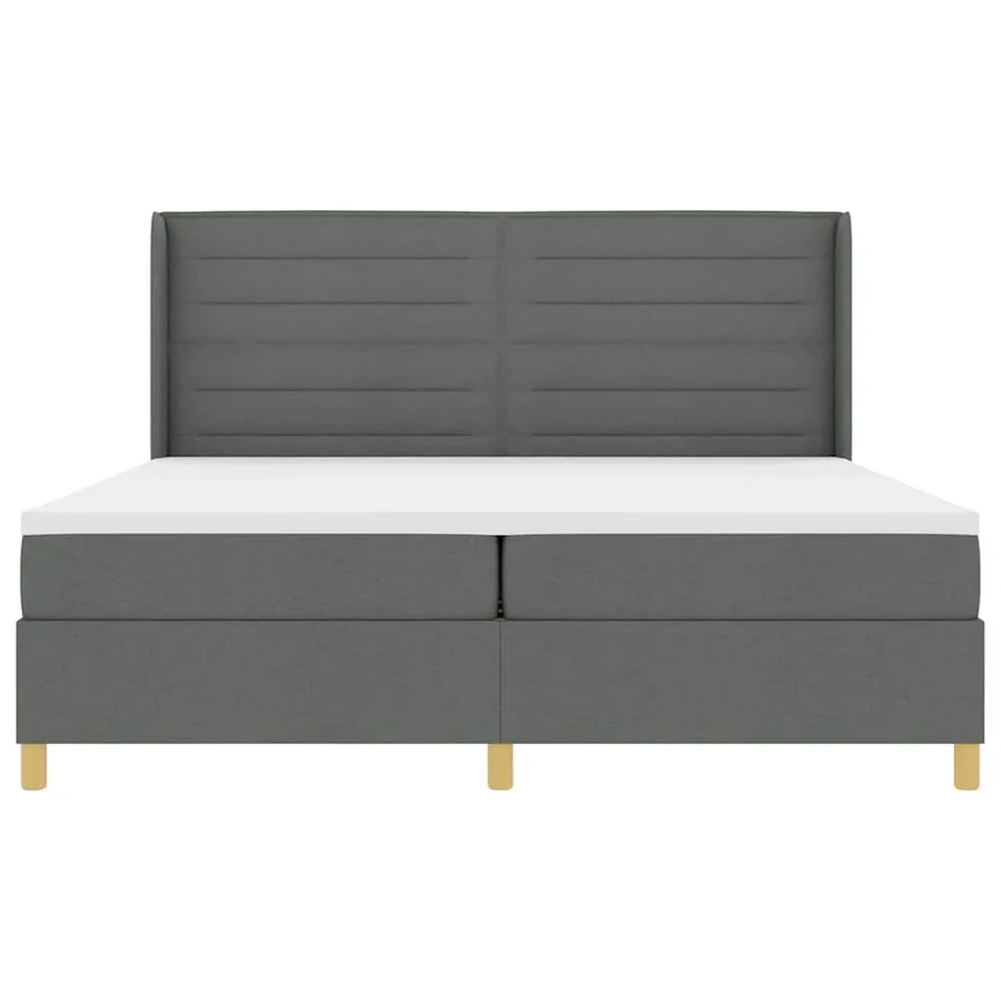 Lit à ressorts avec matelas Gris foncé 200 x 200 cm tissu - 7