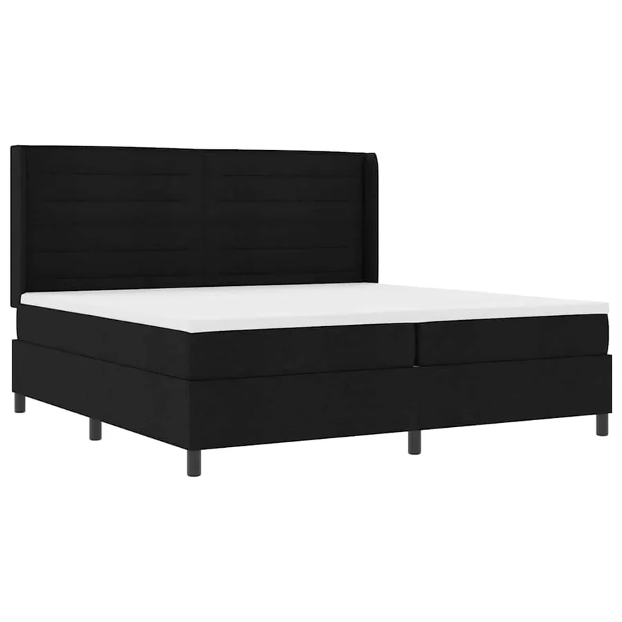 Lit à ressort LED avec matelas Noir 200 x 200 cm tissu - 2