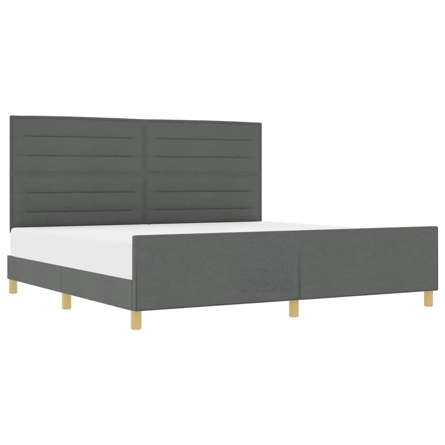 Cadre de lit avec tête de lit Gris foncé 200 x 200 cm tissu - 2