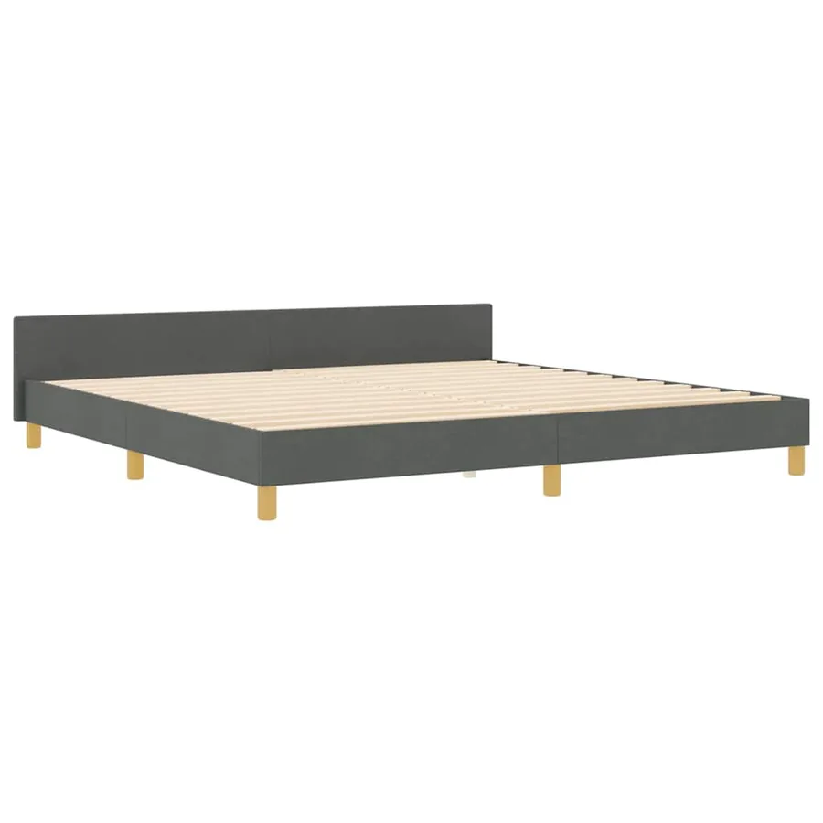 Cadre de lit avec tête de lit Gris foncé 200 x 200 cm tissu - 4