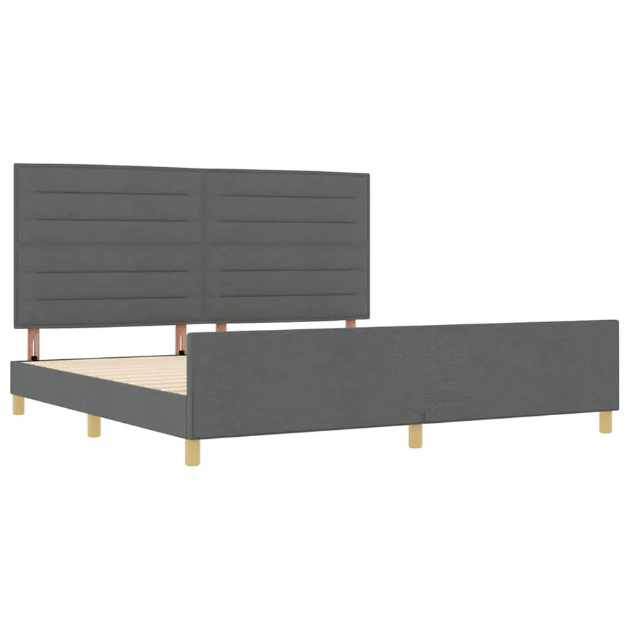 Cadre de lit avec tête de lit Gris foncé 200 x 200 cm tissu - 5