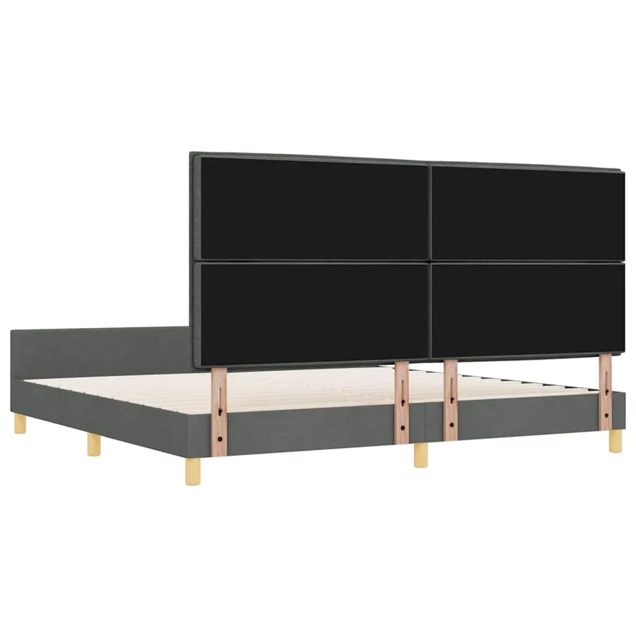 Cadre de lit avec tête de lit Gris foncé 200 x 200 cm tissu - 9