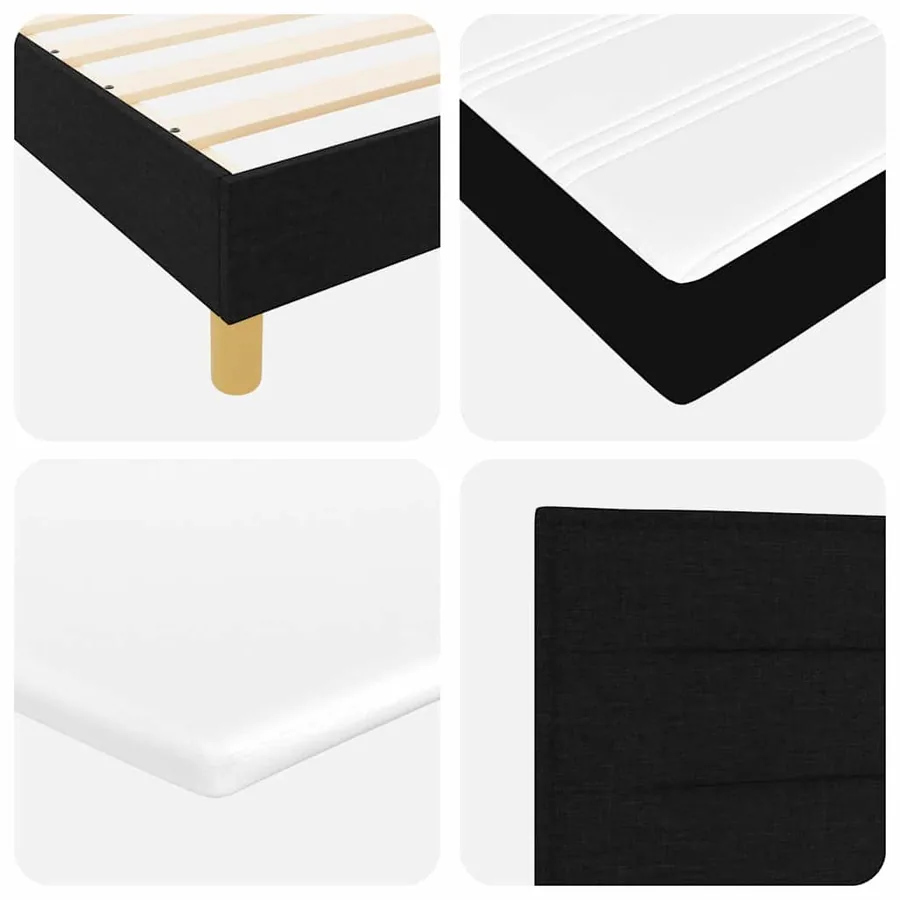 Lit à ressorts avec coussin Noir 100 x 200 cm tissu - 8