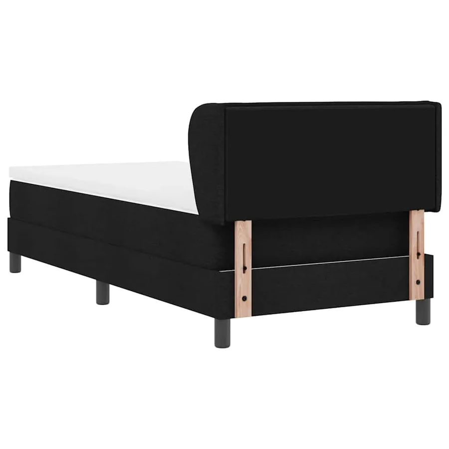 Lit à ressorts avec matelas Noir 100 x 200 cm tissu - 9