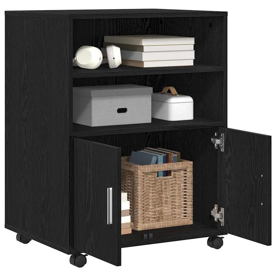 Armoire avec étagère avec roue Chêne noir 60 x 48 x 74,5 cm - 3