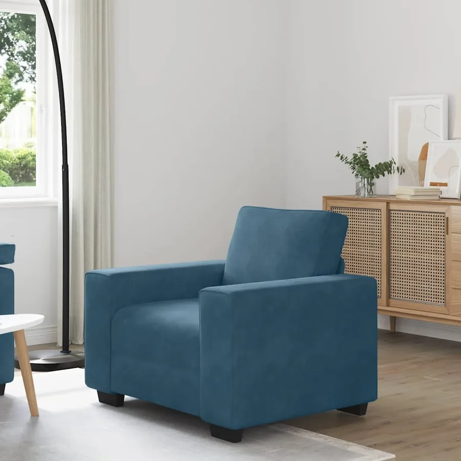 Fauteuil canapé bleu 100x77x82 cm velours