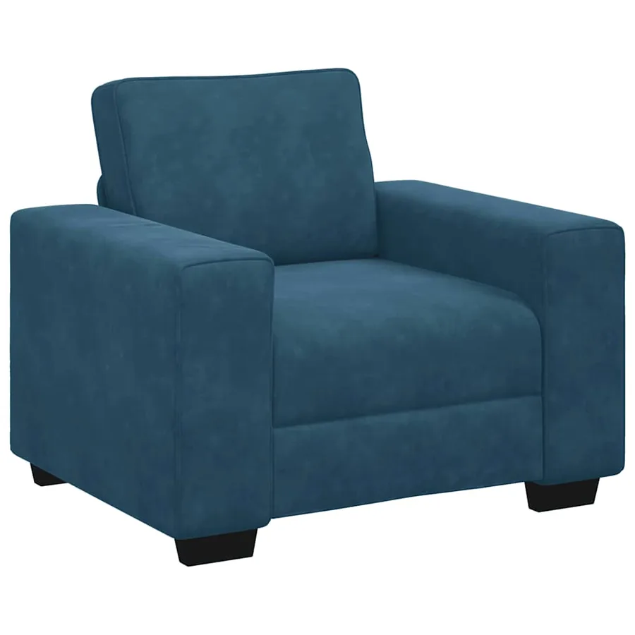 Fauteuil canapé bleu 100x77x82 cm velours - 2