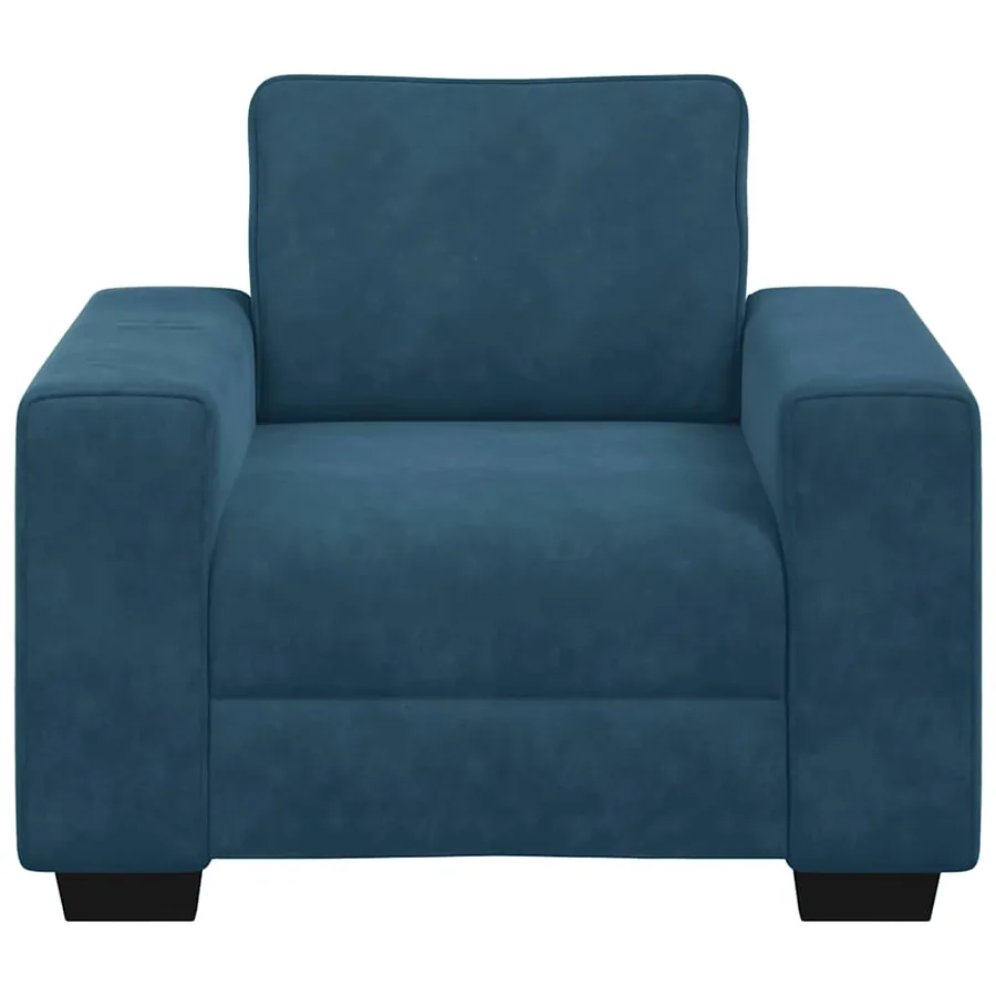 Fauteuil canapé bleu 100x77x82 cm velours - 4