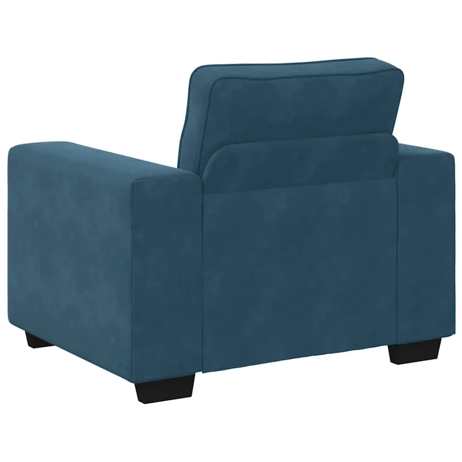 Fauteuil canapé bleu 100x77x82 cm velours - 6