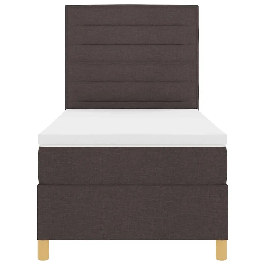Lit à ressorts avec matelas Marron foncé 100 x 200 cm tissu - 7