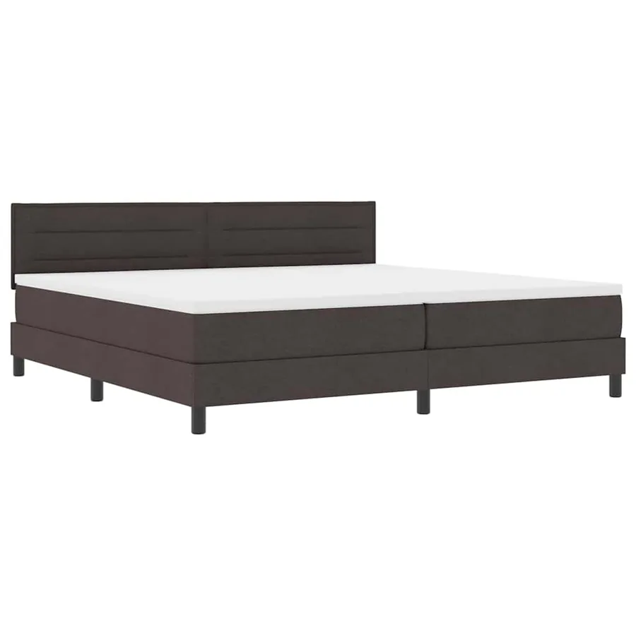 Lit à ressorts avec matelas Marron foncé 200 x 200 cm tissu - 2