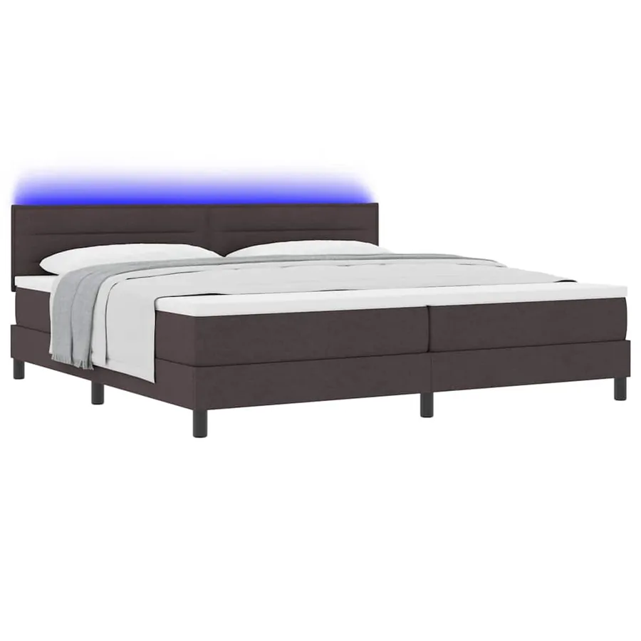 Lit à ressorts avec matelas Marron foncé 200 x 200 cm tissu - 3