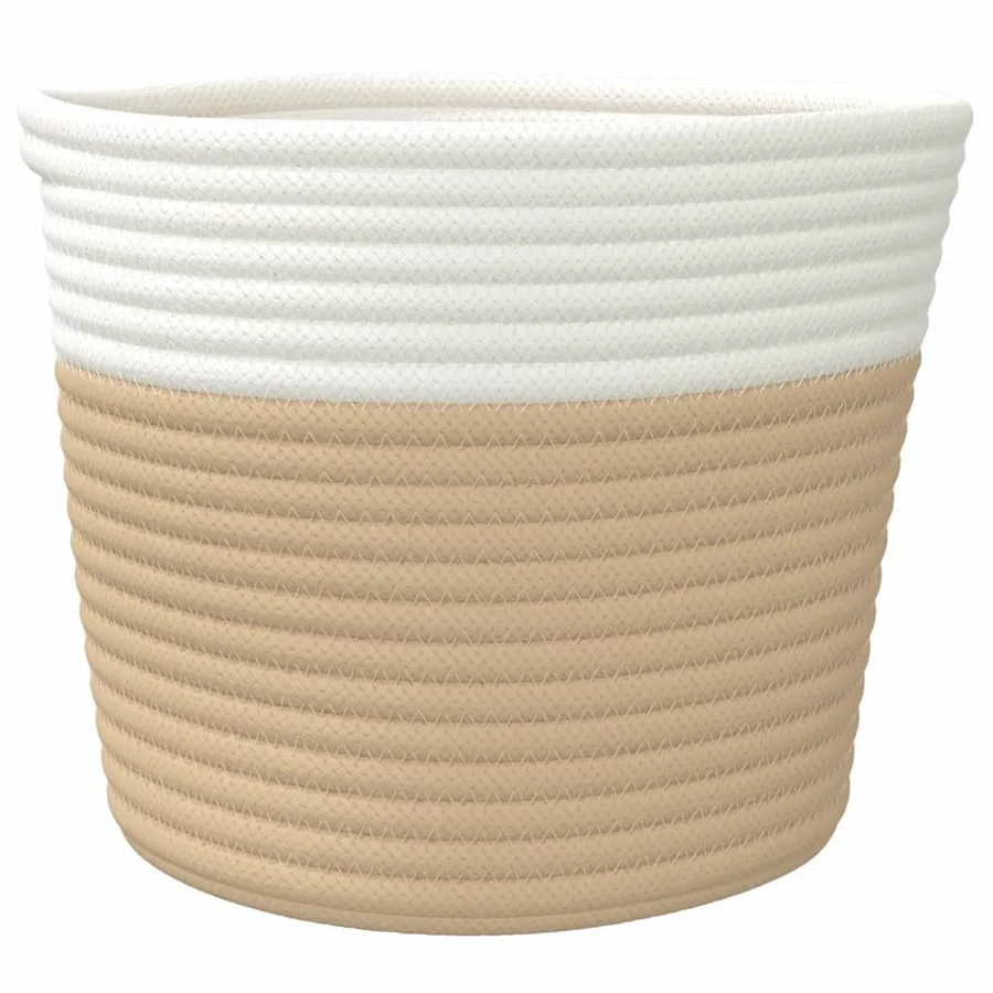 Paniers de rangement 2 pcs beige et blanc Ø24x18 cm coton - 5