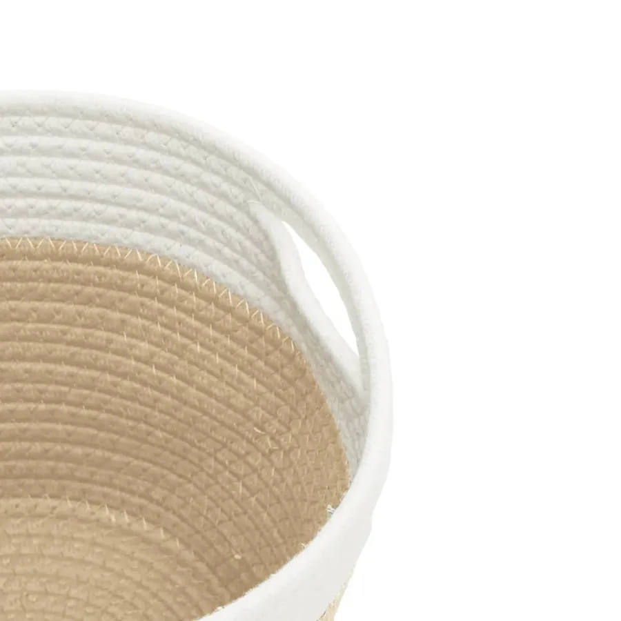 Paniers de rangement 2 pcs beige et blanc Ø24x18 cm coton - 7