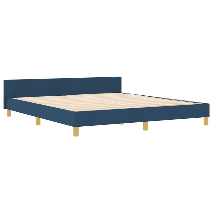 Cadre de lit avec tête de lit Bleu 180 x 200 cm tissu - 4
