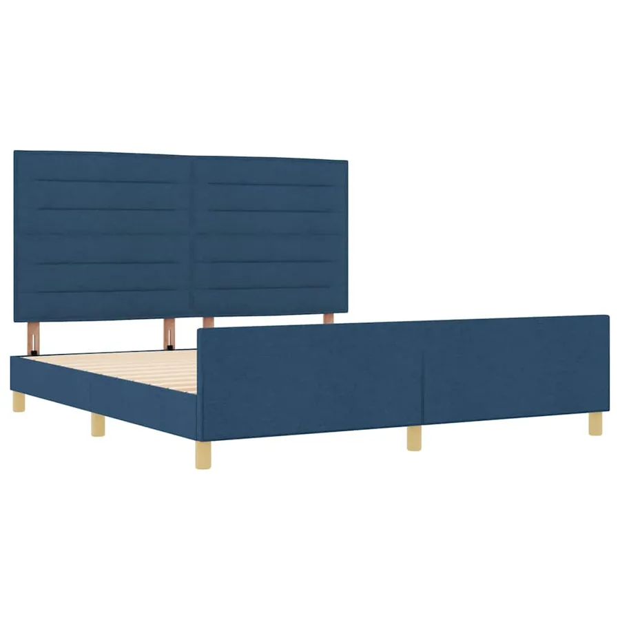 Cadre de lit avec tête de lit Bleu 180 x 200 cm tissu - 5