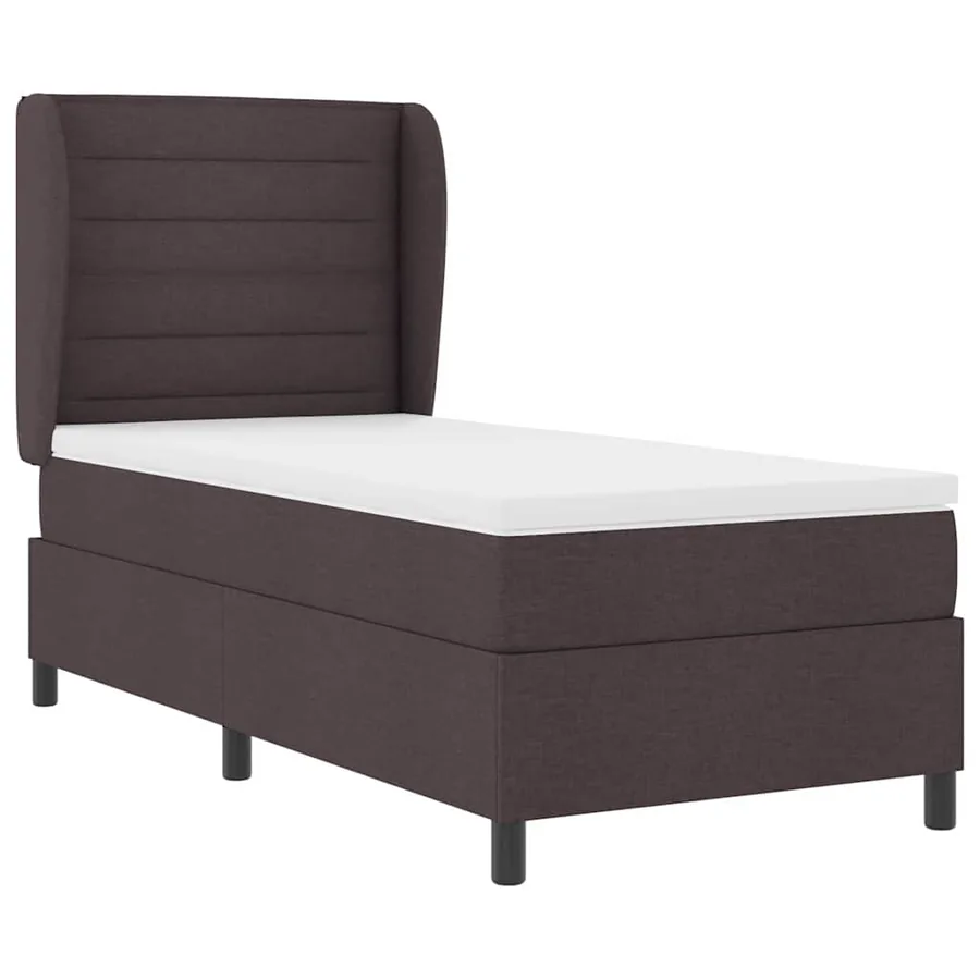 Lit à ressorts avec matelas Marron foncé 100 x 200 cm tissu - 5