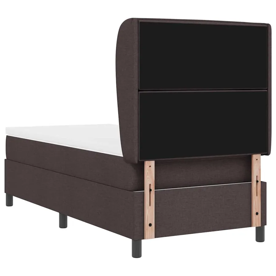 Lit à ressorts avec matelas Marron foncé 100 x 200 cm tissu - 9