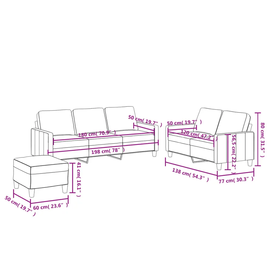 Ensemble de canapés 3 pcs avec coussins Crème Similicuir - 9