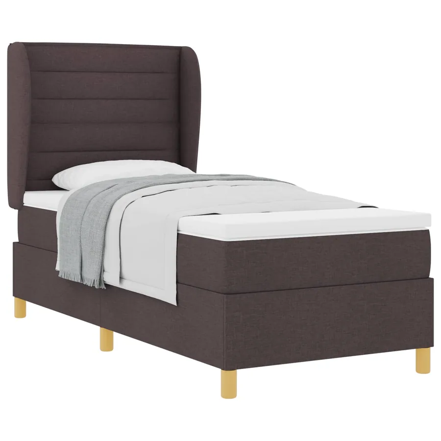 Lit à ressorts avec matelas Marron foncé 200 x 100 cm tissu - 2