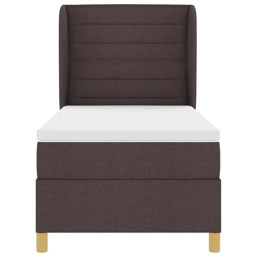Lit à ressorts avec matelas Marron foncé 200 x 100 cm tissu - 6