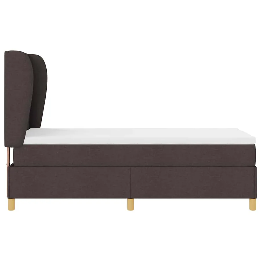 Lit à ressorts avec matelas Marron foncé 200 x 100 cm tissu - 7