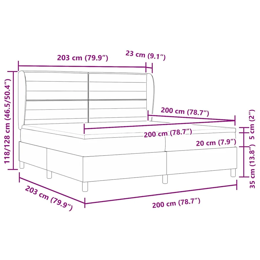 Lit à ressorts avec matelas Marron foncé 200 x 200 cm tissu - 12
