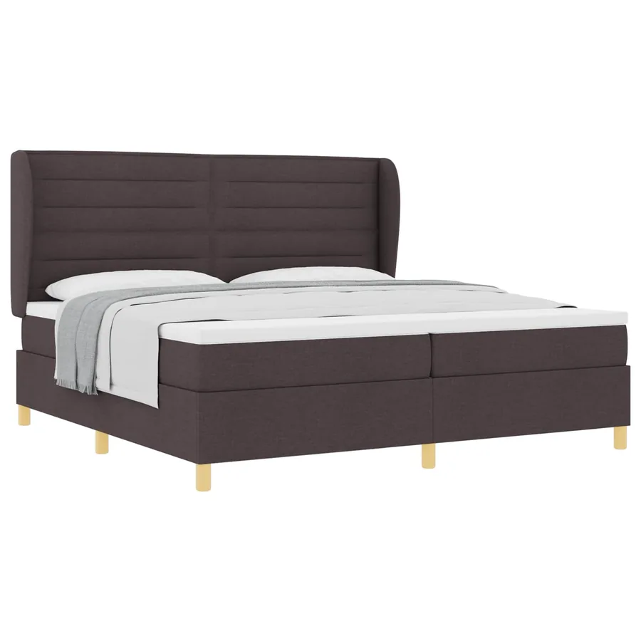 Lit à ressorts avec matelas Marron foncé 200 x 200 cm tissu - 2