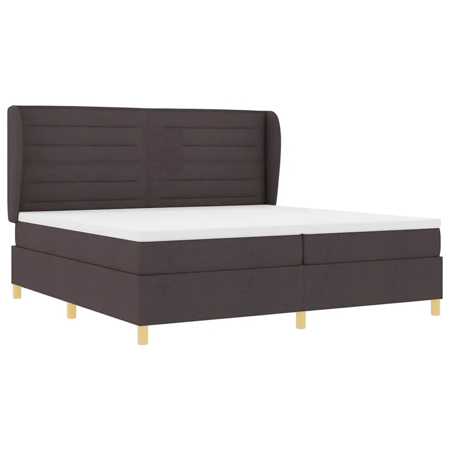 Lit à ressorts avec matelas Marron foncé 200 x 200 cm tissu - 5