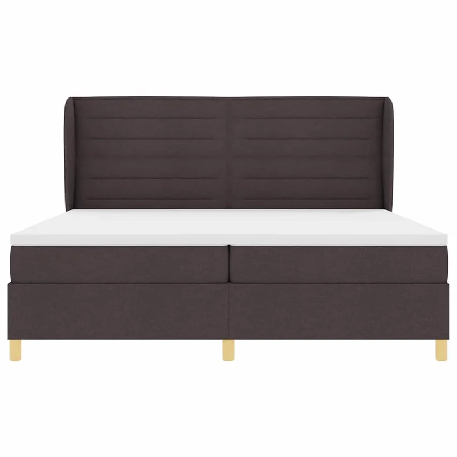 Lit à ressorts avec matelas Marron foncé 200 x 200 cm tissu - 7