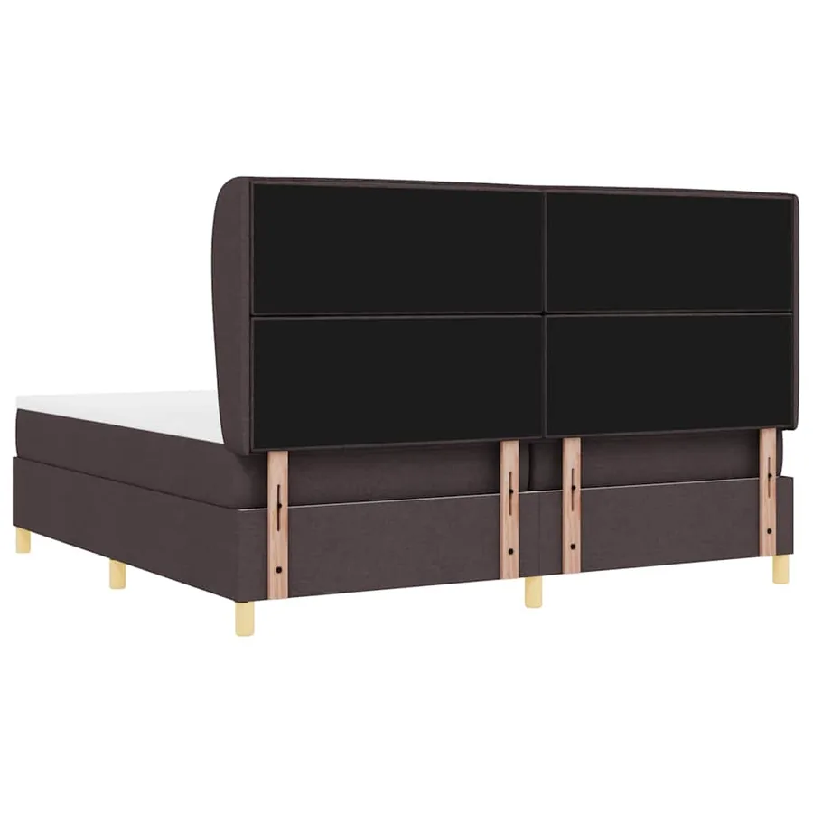 Lit à ressorts avec matelas Marron foncé 200 x 200 cm tissu - 9