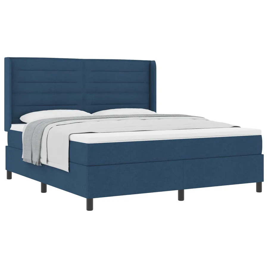 Lit à ressorts avec matelas Bleu 200 x 180 cm tissu - 2