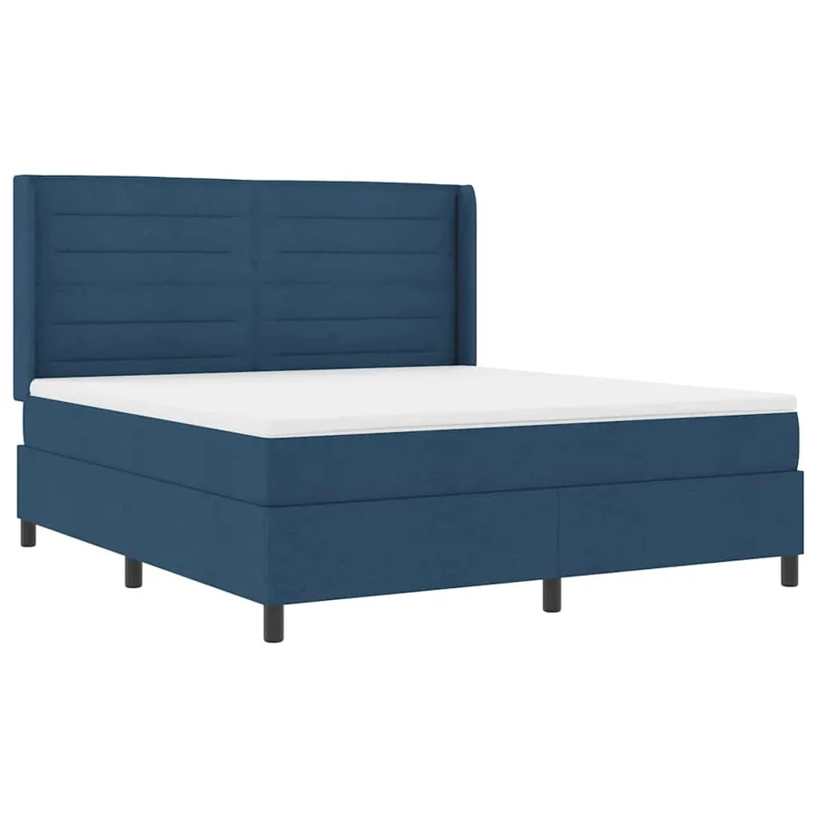 Lit à ressorts avec matelas Bleu 200 x 180 cm tissu - 4