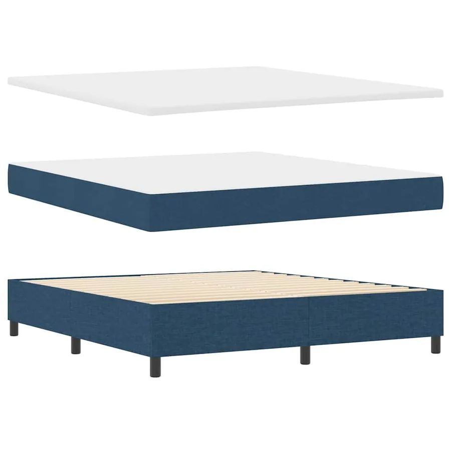 Lit à ressorts avec matelas Bleu 200 x 180 cm tissu - 5