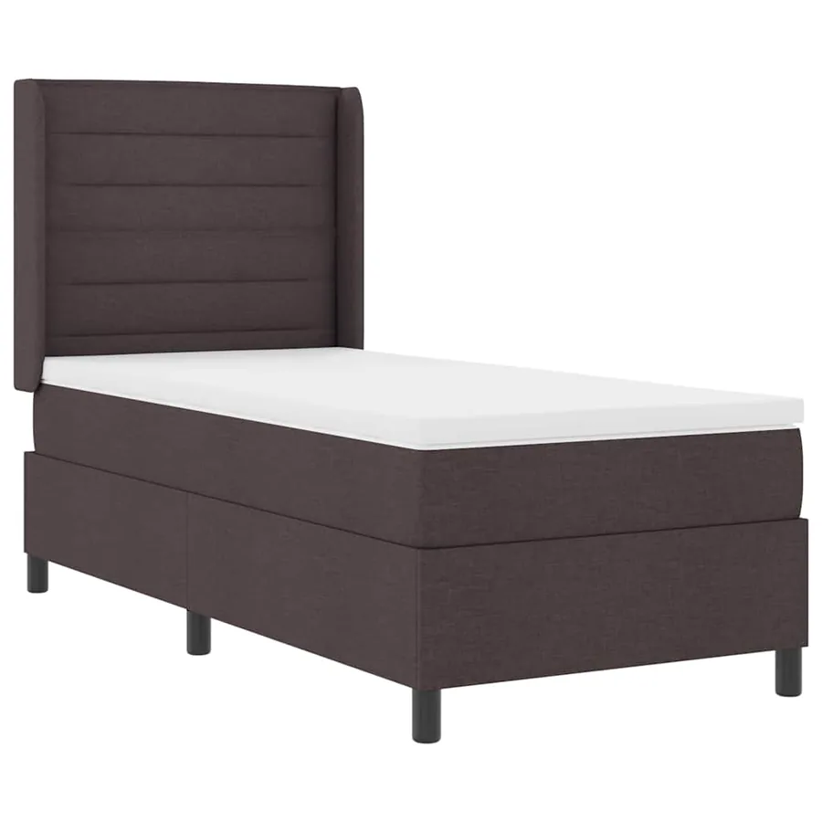Lit à ressorts avec matelas Marron foncé 200 x 100 cm tissu - 4