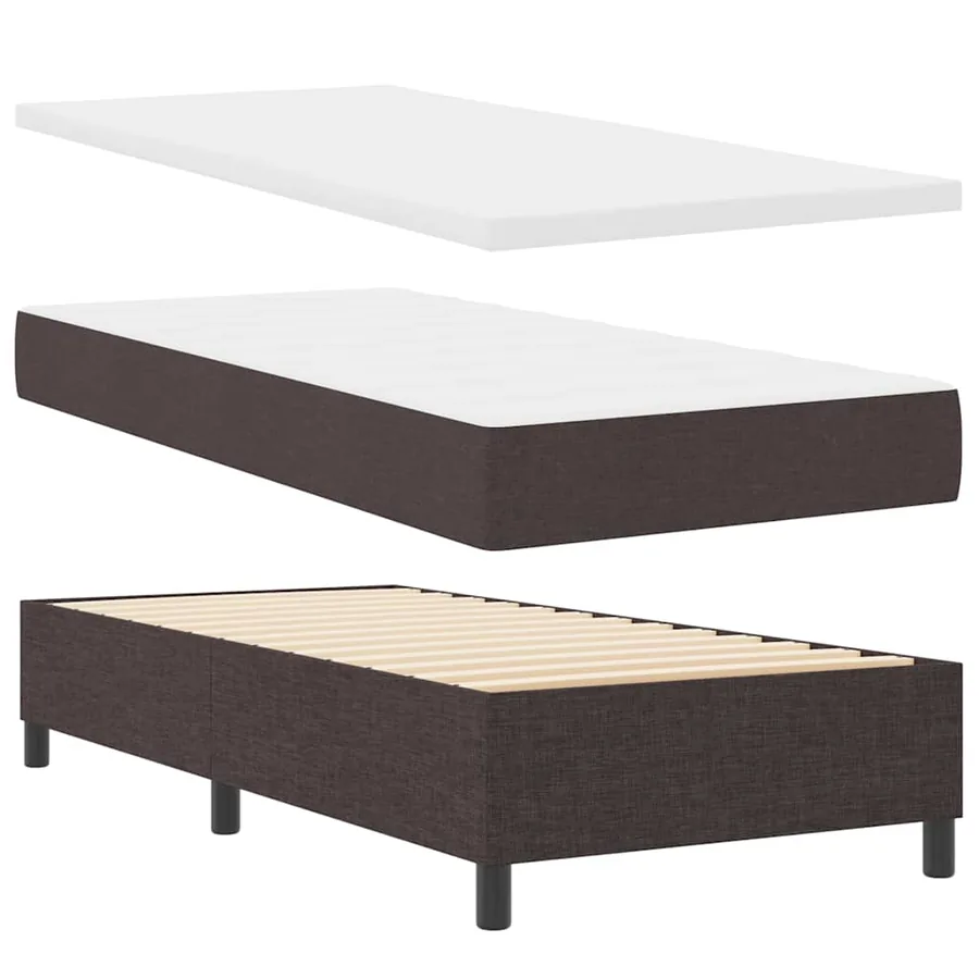 Lit à ressorts avec matelas Marron foncé 200 x 100 cm tissu - 5