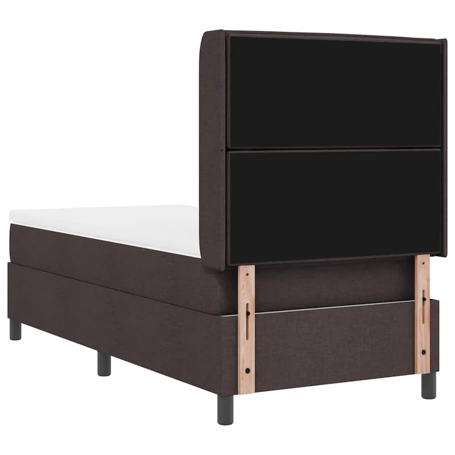 Lit à ressort LED avec matelas Marron foncé 100 x 200 cm tissu - 10