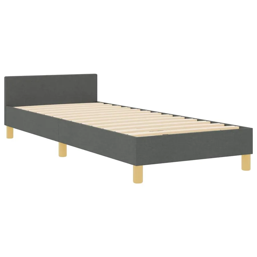 Cadre de lit avec tête de lit Gris foncé 90 x 200 cm tissu - 4