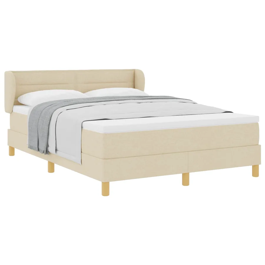 Lit à ressorts avec matelas Crème 140 x 200 cm tissu - 2