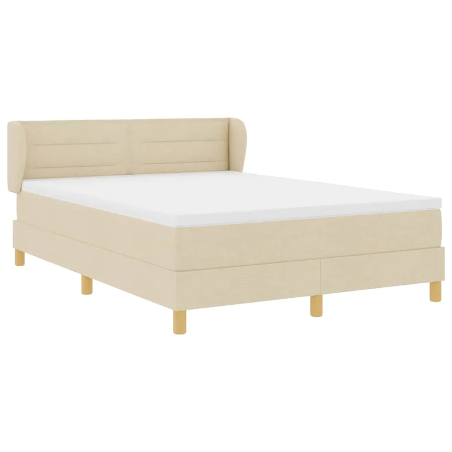 Lit à ressorts avec matelas Crème 140 x 190 cm tissu - 5