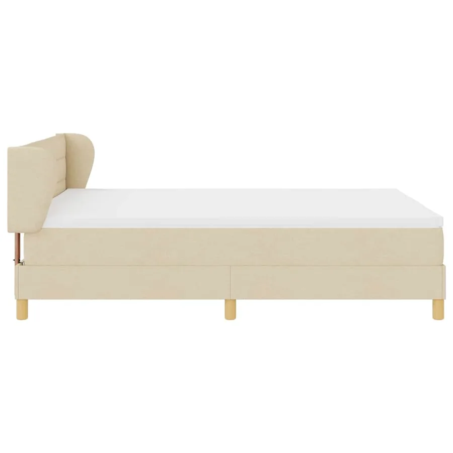 Lit à ressorts avec matelas Crème 140 x 190 cm tissu - 7