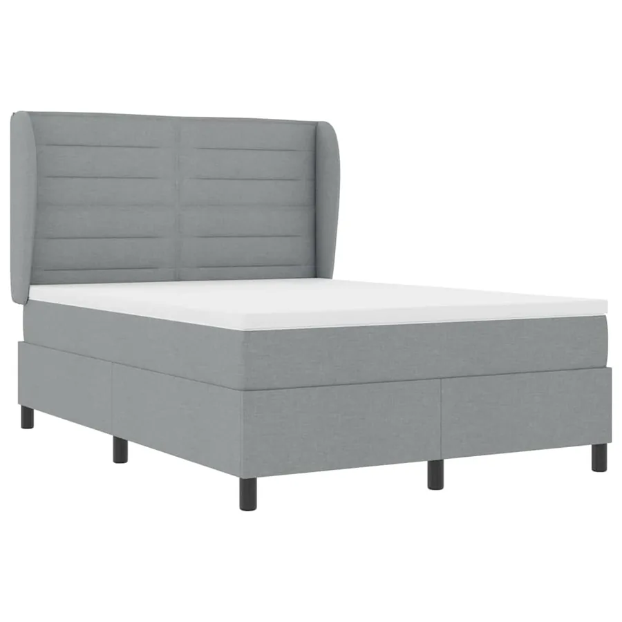 Lit à ressorts avec matelas Gris clair 160 x 200 cm tissu - 4