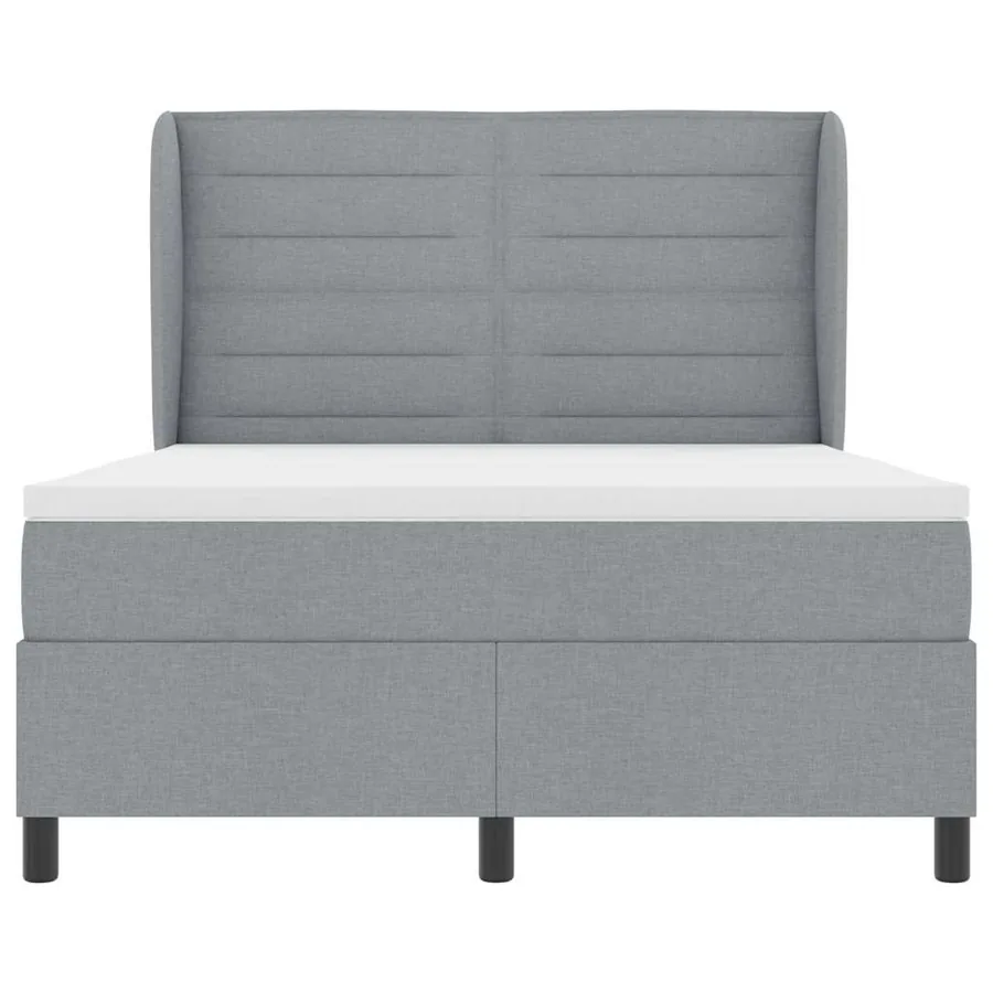 Lit à ressorts avec matelas Gris clair 160 x 200 cm tissu - 6